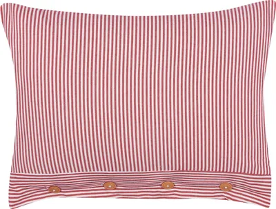 Obrázok produktu pre BELIANI Dekoratívny bavlnený vankúš červený a biely pruhovaný vzor 40 x 60 cm gombíky retro bytový doplnok spálňa obývačka