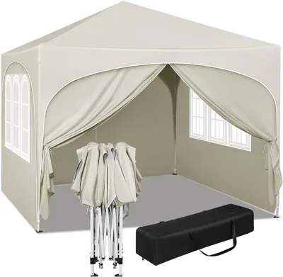 Zdjęcie produktu dla Wodoodporny pawilon składany z torbą transportową | Beżowy | 300x300x250-258 cm