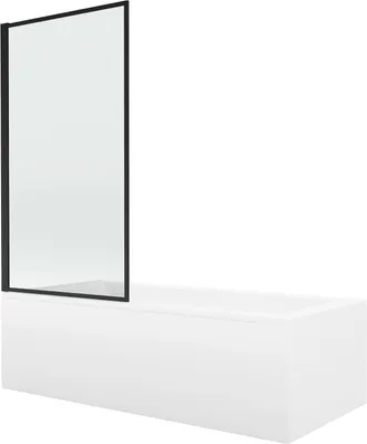 Immagine prodotto di Mexen Cubik vasca rettangolare 160 x 70 cm con pannello e paravento a 1 anta 80 cm, motivo nero - 550316070X9308017070