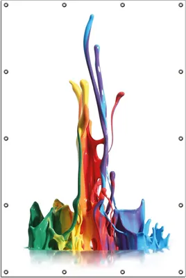 Produktbild von Wallario Outdoor-Poster für Garten oder Balkon, Motiv Farbklecks von links - Bunte Farben auf Abwegen, in ca. 120 x 180 cm