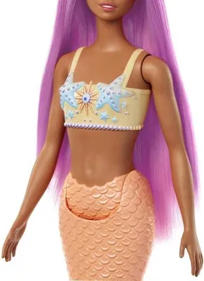 Image de Poupée Barbie Sirène, Cheveux Colorés, Nageoire Colorée, Serre-Tête HRR05