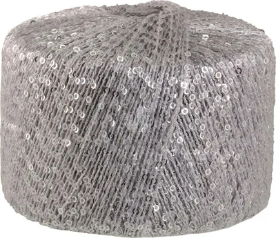 A close-up studio shot of a single silver-colored hat with sequins.