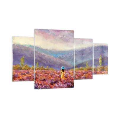 Produktbild von Bilder auf glas - 4 Teile - Feld Frau Landschaft - 160x90cm - Glasbilder - Wandbilder - Bilder - zum Aufhängen bereit - Wanddekoration aus Glas - Glas Bilder - Wandbild auf Glas - GDL160x90-5074