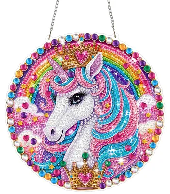 Diamond Painting Hänger, Regenbogen-Einhorn, 20 cm, DIY
