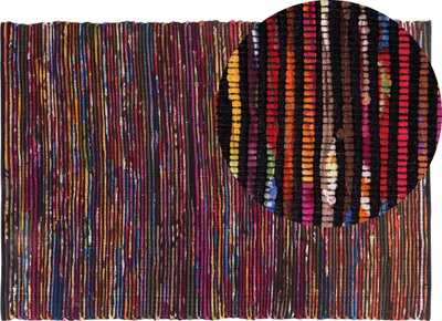 Obrázok produktu pre BELIANI Koberec tmavý viacfarebný bavlnený 140 x 200 cm obdĺžnikový ručne vyrobený boho eklektický