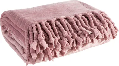 Produktbild von EUROFIRANY Wohndecke Decke 150 x 200 cm rosa mit Fransen kuschelig