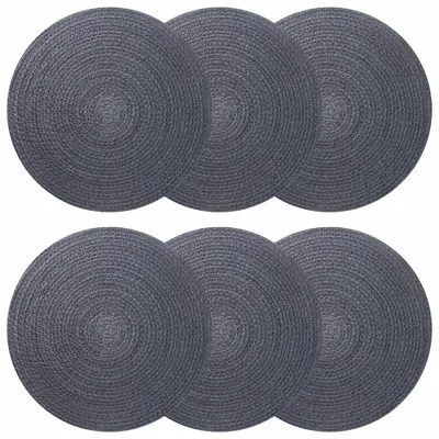 Image de 6 sets de nappes en jute, gris foncé, 100% jute, modèle Tossa