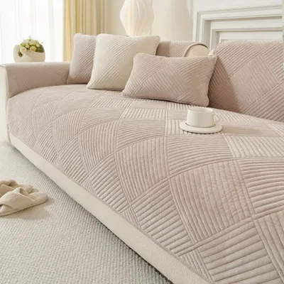Produktbild von Rutschfeste verdickte Sofabezug,90x90cm Couchbezug,1 Sitzer,Dicke Sofa ,Antirutsch Sofahusse,Möbelschutz,Khaki Sofa-Matte.