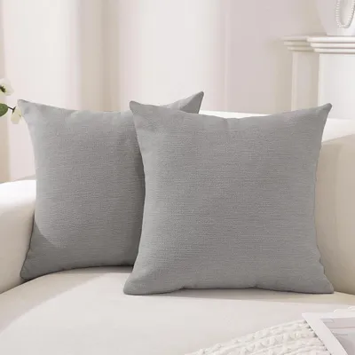 Obrázok produktu pre Sada dvoch obliečok na vankúše, 45x45 cm, sivé, imitácia lnu, skrytý zips