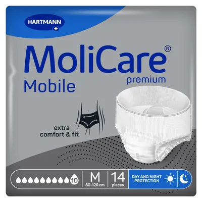 Produktbild von MoliCare Mobile 10 Tropfen Größe M, Inkontinenzhosen für Frauen und Männer mit schwerer Inkontinenz, extra Auslaufschutz, fortschrittlicher