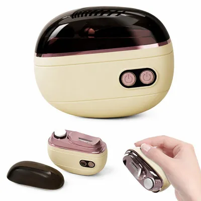 Produktbild von Elektrischer Nagelknipser 2-in-1, Nagelfeile & Nagelschneider, mit LED-Licht, Nagelauffangbehälter, 2 Geschwindigkeiten, USB-C, wiederaufladbar, Beige