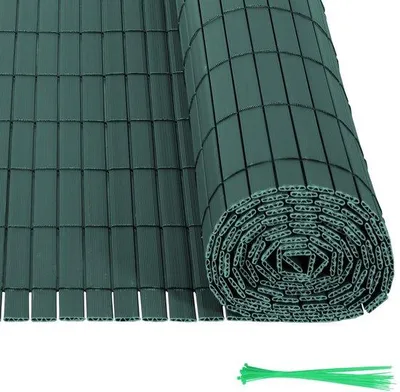 Produktbild von 2,40m PVC Gartenzaun – Grüne Sichtschutzwand – Wind- und Wetterbeständig, UV-Beständig – für Garten & Terrasse