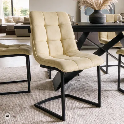 Produktbild von riess-ambiente Freischwinger MIAMI beige antik matt schwarz Microfaser Metallgestell mit Absteppungen