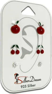 Image de SilberDream Set 3 boucles d'oreilles clous d'oreilles 925 argent zirconium femmes SDS611RW