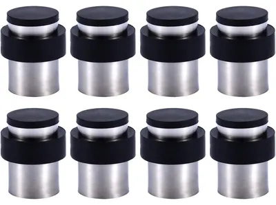 Image de Lot de 8 butoirs de porte ronds en acier inoxydable avec caoutchouc