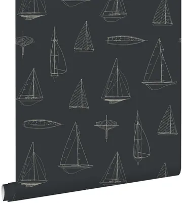 Produktbild von ESTAhome Tapete Boote Antrazitgrau 50 x 900 cm