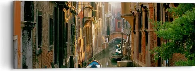 Produktbild von Bild auf Leinwand - Leinwandbild - Venedig Brücke Wasser Haus - 90x30cm - Wand Bild - Wanddeko - Leinwanddruck - Bilder - Kunstdruck - Wanddekoration - Leinwand bilder - Wandkunst - CA90x30-2532