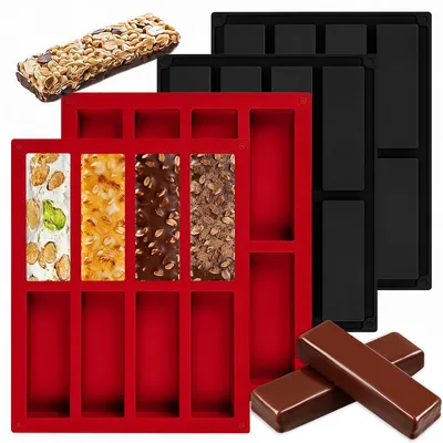 Productafbeelding van Mueslireep bakvorm - Siliconen vorm met 8 vakken - Geschikt voor chocoladerepen, muffins, brownies en cheesecakes - 8 vakken