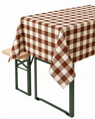 Produktbild von Tischwäsche im 2 cm Karo braun-weiß 100% Baumwolle Landhaus Tischdecken 130 x 170