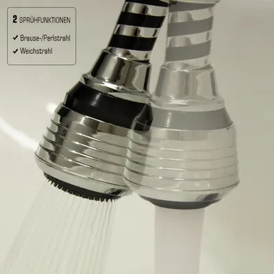 Produktbild von Wasserhahn Verlängerung Perlator Strahlregler 12 cm Schwenkbrause Flexischlauch