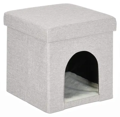 Image de Omgoods - Panier pour chat, modèle ottoman, pour intérieur, avec coussin amovible
