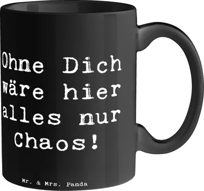 Produktbild von Mr. & Mrs. Panda Kaffeetasse Spruch Reinigungskraft Held - Schwarz - Geschenk, Kaffeebecher, Becher, Tasse mit, humorvolle Anerkennung, Teetasse, Dankbarkeitssprüche