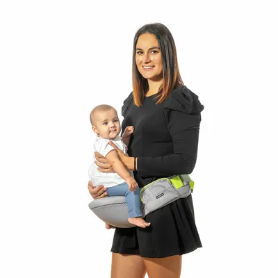 Produktbild von InnovaGoods - Ergonomische Babytrage mit 2 Taschen, 3 Tragepositionen und einfacher Reinigung, Atmungsaktiv, Rutschfest, Baumwolle, Bunt