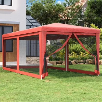Produktbild von Maison Exclusive - Partyzelt mit 6 Mesh-Seitenwänden Rot 3x6 m HDPE