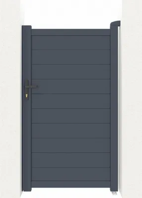 Produktbild von Gartentür 1m EIGER H.180cm + 2 Alu-Pfosten H.190cm grau