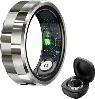 Produktbild von Smart Ring, Smart Ringe mit Kalorien-/Herzfrequenz-/Blutsauerstoff-/Schlafüberwachung, mit Ladeetui, für Android 6.0+ und iOS 11.0+ (Silber, 9#)