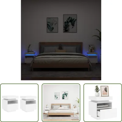 Obrázek produktu pro The Living Store Noční stolky s LED světly 2 ks. Bílé 40x39x48,5 cm