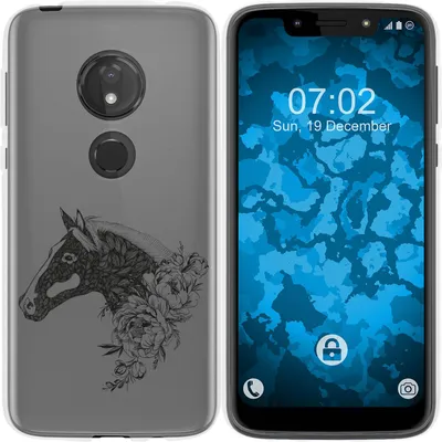 Produktbild von PhoneNatic Case kompatibel mit Motorola Moto G7 Play Silikon-Hülle Floral Pferd M5-1