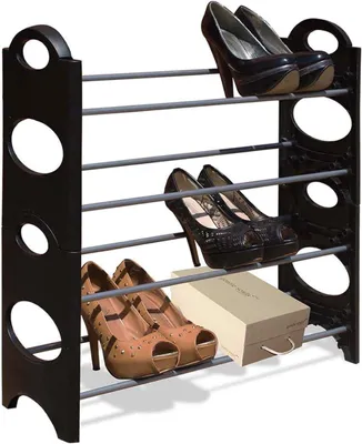 Schuhregal mit 4 Ablagen für 12 Paar Schuhe, Metall/Kunststoff, 64x58x20 cm