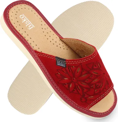 Produktbild von filsko® Zafra Damen Pantoletten offene Hausschuhe mit Blumenmuster Gr. 36-41