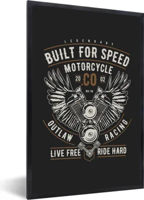 Produktbild von MuchoWow® MuchoWow® Gerahmtes Poster Mancave - Motor - Flügel - Vintage 20x30 cm - Poster mit zchwarzem Bilderrahmen - Drucken - Bilder Poster im Rahmen