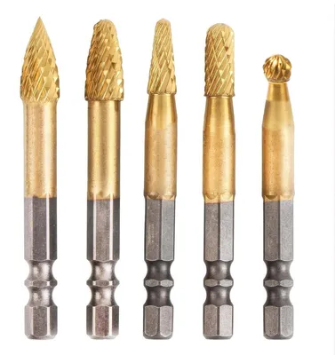 5 Hartmetall-Fräser, Doppelschnitt, 6,35 mm Schaft, für Holz & Metall