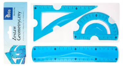 Obrázek produktu pro Zestaw geometryczny niebieski z linijką ekierką i kątomierzem