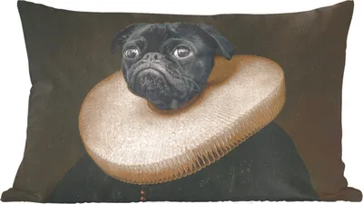 Produktbild von MuchoWow® Zierkissen Sofakissen Wohnzimmer Dekokissen 50x30 cm Gemälde - Mops - Alte Meister - Wohnzimmerdekoration - Polster mit Photo