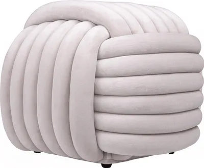 Produktbild von QUVIO Knüpfhocker - Hellgrauer Sitzhocker - Sitzfläche aus Samt - Minimalistisches Design - Dekorativer Sitzhocker - Knüpfhocker - 45x45x42 cm - Beige
