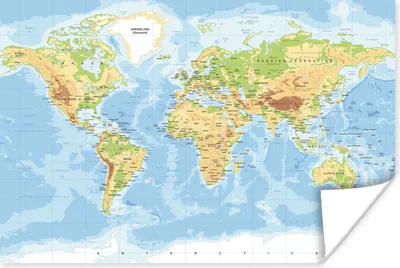 Produktbild von MuchoWow® Poster Weltkarte - Geographie - Atlas 120x80 cm - Bilder
