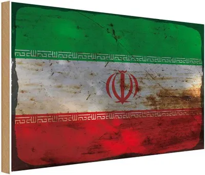 Produktbild von vianmo Holzschild 20x30 cm Iran Rost Flagge Fahne Wappen