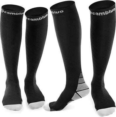 Immagine prodotto di CAMBIVO 2 Paia di Calze a Compressione Graduata per Uomo e Donna, Calze Contenitive ottime per Sport, Running, Trekking, Crossfit, Viaggio in Aereo, varicose (20-30 mmHg)