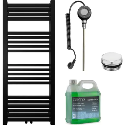 Obrázok produktu pre CERANO – Sada elektrických kúpeľňových radiátorov Franko – WIFI – 300 W – matná čierna – 1200 × 500 mm