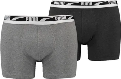 Produktbild von PUMA MEN MULTI LOGO BOXER 2P Herren Boxershorts, Größe:L, Farbe:grey melange