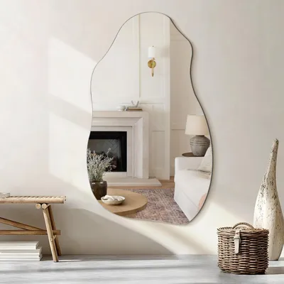 Immagine prodotto di Specchio da parete asimmetrico, forma irregolare, 80 x 45 cm, ideale per bagno, camera da letto o soggiorno