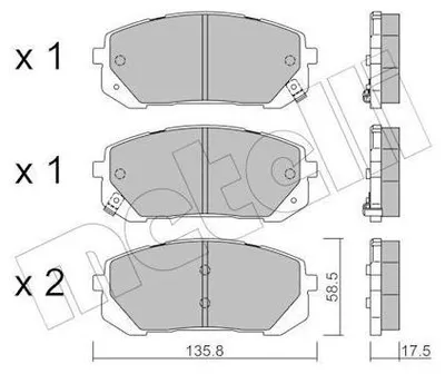 Produktbild von METELLI Bremsbeläge Satz Vorne Bremsklötze für HYUNDAI ELANTRA Stufenheck 22-1373-0