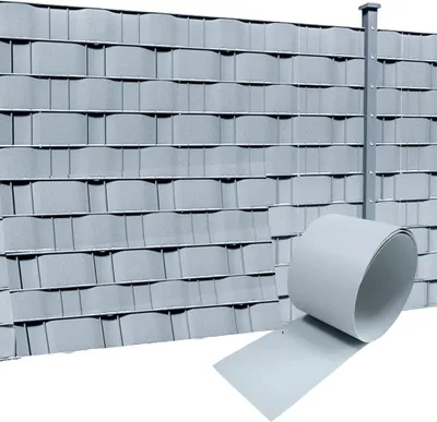 Produktbild von ceedir, Sichtschutzstreifen, Hart-PVC, Grau, 2,5m x 19cm, blickdicht, 10 Stück, für Doppelstabmattenzaun, auf Rolle (-60°C bis +160°C)