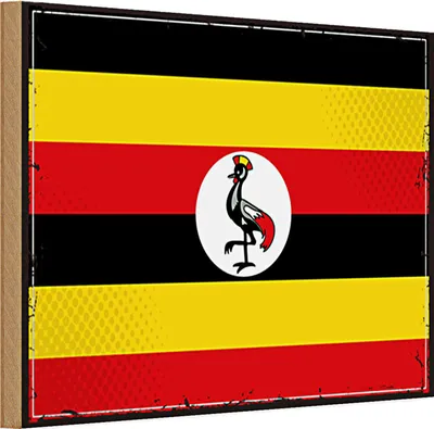 Produktbild von Holzschild Flagge Uganda 30x20cm Retro Flag of Uganda
