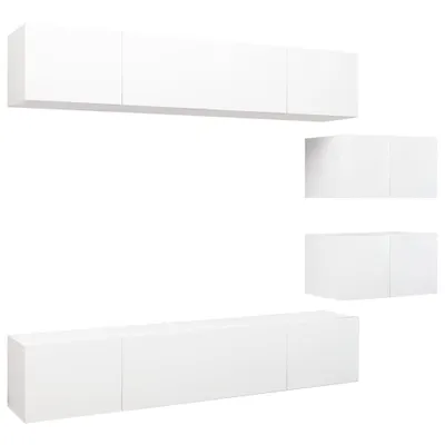 Produktbild von 6-tlg. TV-Schrank-Set Weiß Holzwerkstoff