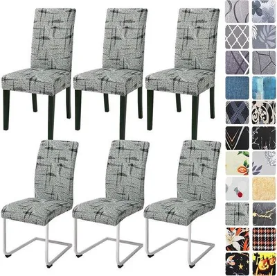 Productafbeelding van Ibenzoa® Elastische stoelhoesjes – Set van 4 of 6 stuks, 92% polyester/8% Elasthan, geschikt voor stoelen zonder armleuningen, rugleuninghoogte 45–65 cm, ideaal voor eetkamers en evenementen